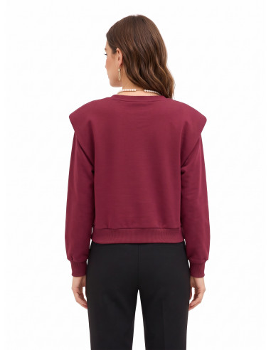 Rinascimento Oversized Cotton Sweatshirt with Removable Pearl Necklace