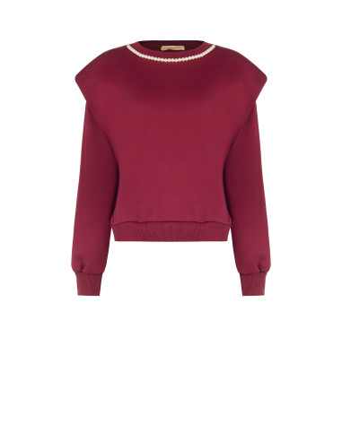 Felpa Over In Cotone Con Collier Di Perle Removibile Rinascimento