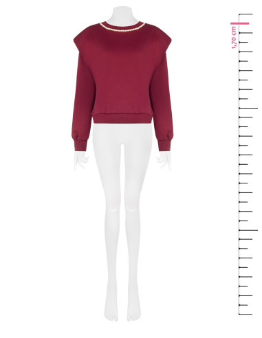 Rinascimento Oversized Cotton Sweatshirt with Removable Pearl Necklace