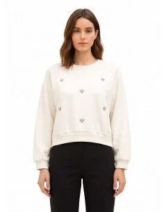 Sweat court oversize orné de cristaux cabochons « Rinascimento »