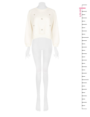 Sweat court oversize orné de cristaux cabochons « Rinascimento »