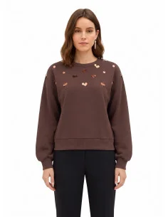 Sweat-shirt Regular en coton avec application de maxi paillettes « Rinascimento »