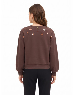 Regular-fit cotton sweatshirt with large sequin appliqué – Rinascimento 2