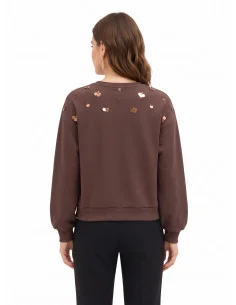 Sweat-shirt Regular en coton avec application de maxi paillettes « Rinascimento » 2