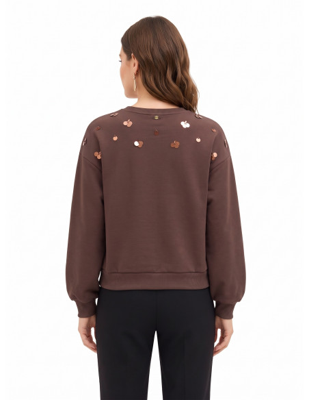 Felpa Regular In Cotone Con Applicazione Di Maxi Paillettes Rinascimento