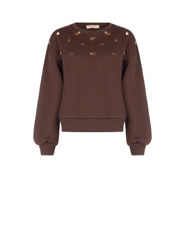 Felpa Regular In Cotone Con Applicazione Di Maxi Paillettes Rinascimento