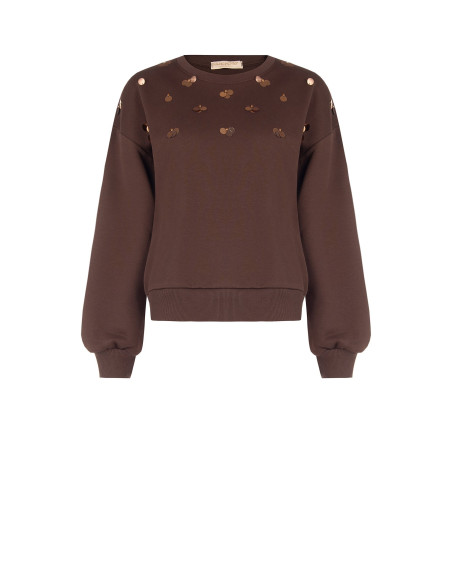 Sweat-shirt Regular en coton avec application de maxi paillettes « Rinascimento »