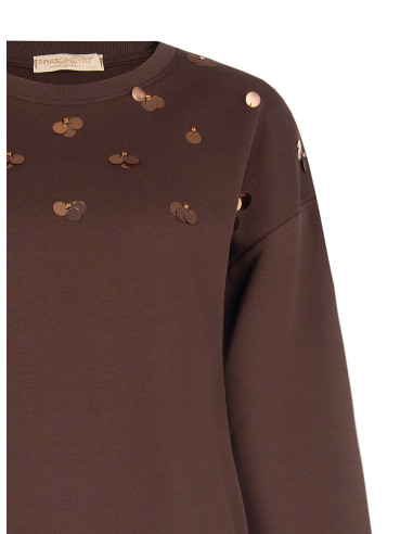 Sweat-shirt Regular en coton avec application de maxi paillettes « Rinascimento »