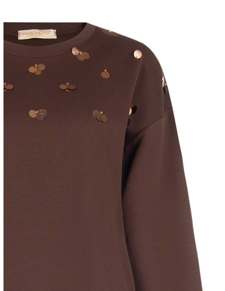 Felpa Regular In Cotone Con Applicazione Di Maxi Paillettes Rinascimento
