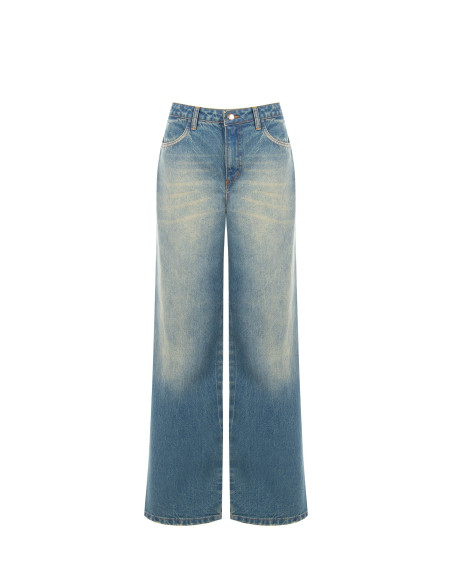 Wide-leg jeans with a distressed effect, light ‘Rinascimento’ wash