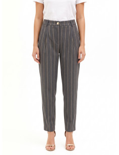 Pantaloni In Misto Cotone A Righe Con Pinces Rinascimento