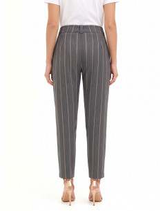 Pantaloni In Misto Cotone A Righe Con Pinces Rinascimento 2