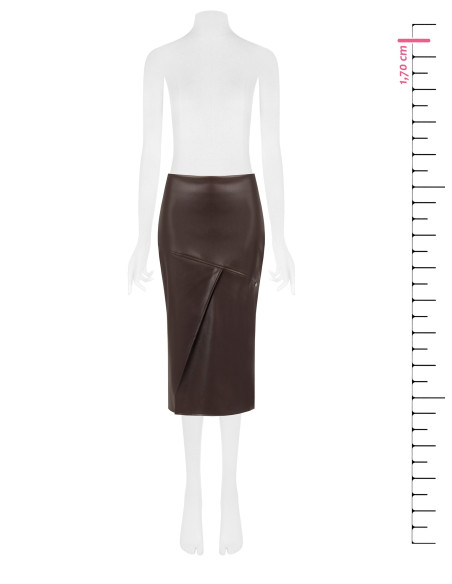 Rinascimento Faux Leather Sheath Skirt with Asymmetrical Cross-Over Detail