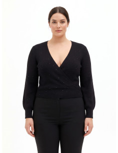 Maglione Curvy Con Scollo A V Incrociato E Micro Paillettes Rinascimento Curvy
