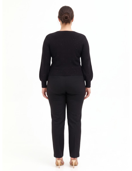 Curvy Jumper with a Crossed V-Neck and Micro Sequins – Rinascimento Curvy