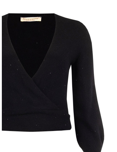 Maglione Curvy Con Scollo A V Incrociato E Micro Paillettes Rinascimento Curvy