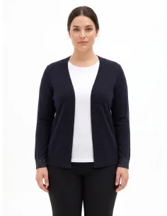Curvy Open-Front Cardigan with Lurex on the Cuffs – Rinascimento Curvy