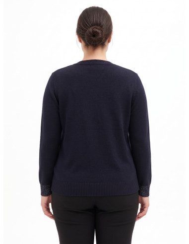 Curvy Open-Front Cardigan with Lurex on the Cuffs – Rinascimento Curvy