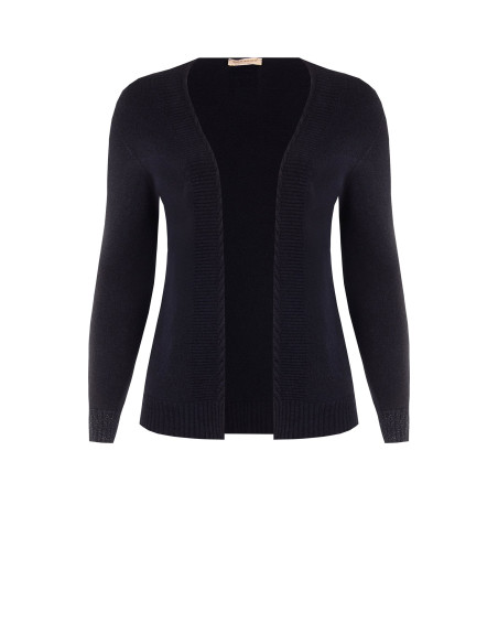 Curvy Open-Front Cardigan with Lurex on the Cuffs – Rinascimento Curvy