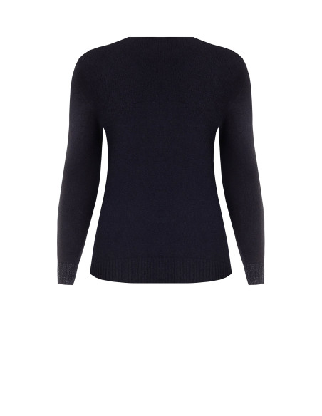 Curvy Open-Front Cardigan with Lurex on the Cuffs – Rinascimento Curvy
