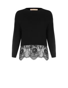 Maglione Curvy Crop Con Fondo In Pizzo A Fiori Rinascimento Curvy