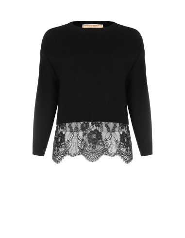 Maglione Curvy Crop Con Fondo In Pizzo A Fiori Rinascimento Curvy