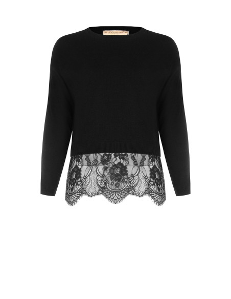 Pull court Curvy avec bas en dentelle à fleurs « Rinascimento Curvy »