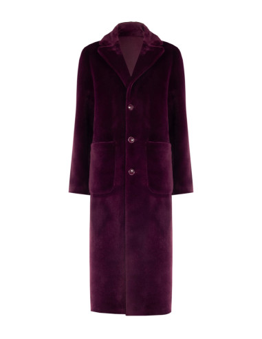 Manteau long réversible en simili-mouton avec grandes poches « Rina...