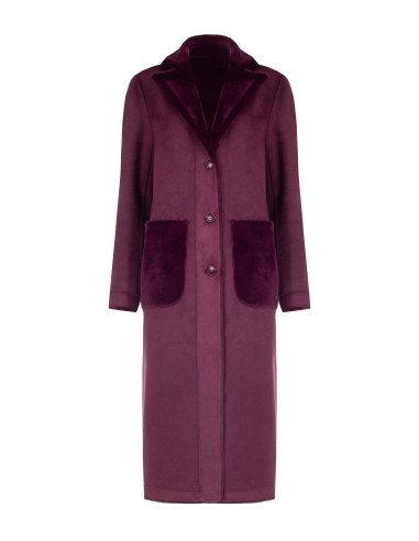 Long, Reversible Faux Shearling Coat with Maxi Pockets by Rinascime...