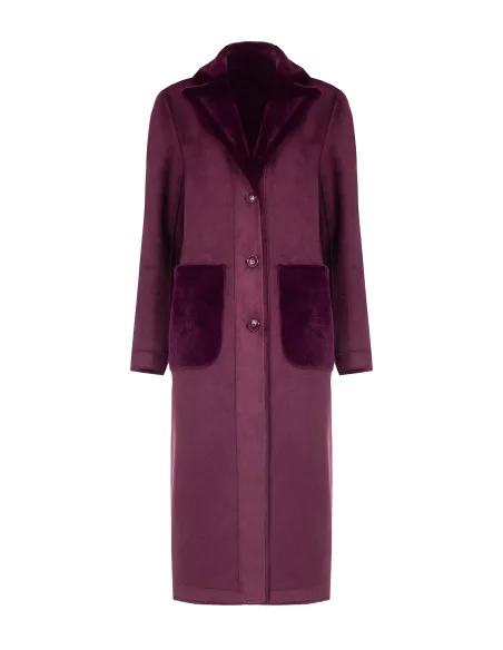Cappotto Lungo In Simil Montone Reversibile Con Maxi Tasche Rinascimento