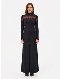 Fitted Ribbed Sweater With Tulle Inserts Rinascimento 2