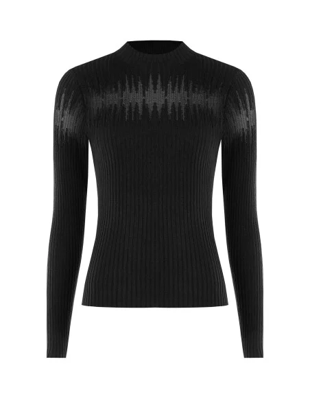 Maglione Aderente A Coste Con Inserti In Tulle Rinascimento