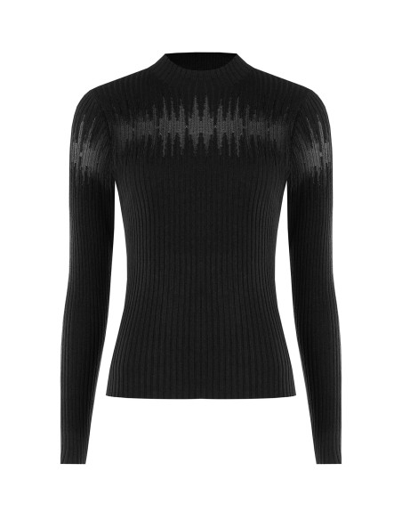 Pull moulant à côtes avec empiècements en tulle « Rinascimento » - ...
