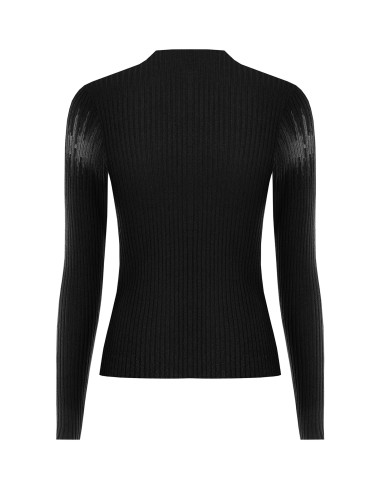 Pull moulant à côtes avec empiècements en tulle « Rinascimento » - ...