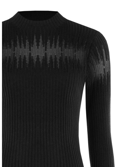 Pull moulant à côtes avec empiècements en tulle « Rinascimento » - ...