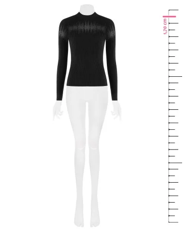 Fitted Ribbed Sweater With Tulle Inserts Rinascimento