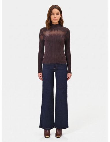 Maglione Aderente A Coste Con Inserti In Tulle Rinascimento