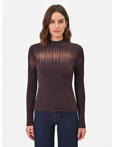 Maglione Aderente A Coste Con Inserti In Tulle Rinascimento