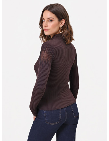 Maglione Aderente A Coste Con Inserti In Tulle Rinascimento