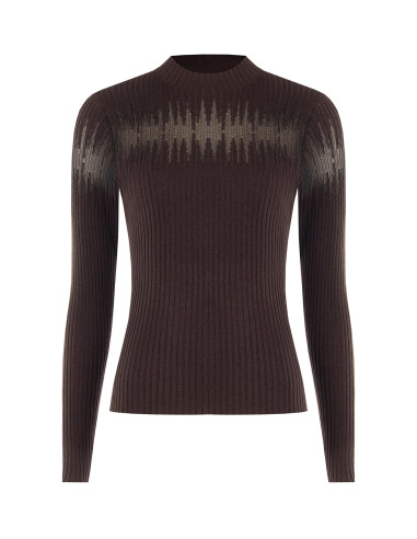 Fitted Ribbed Sweater With Tulle Inserts Rinascimento
