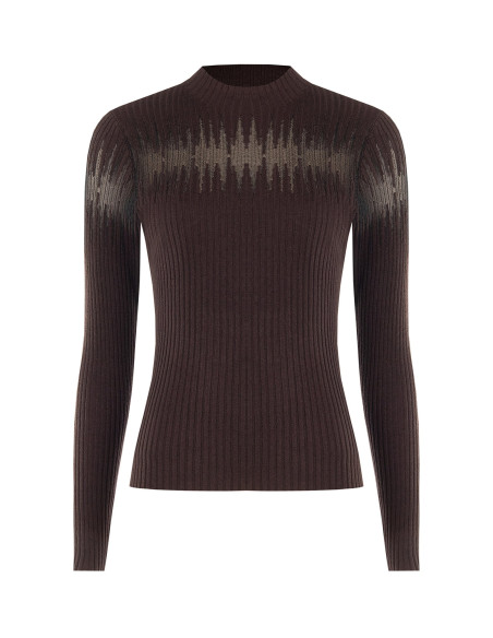 Maglione Aderente A Coste Con Inserti In Tulle Rinascimento