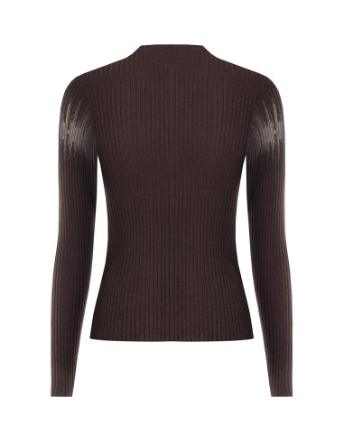 Pull moulant à côtes avec empiècements en tulle « Rinascimento » - ...