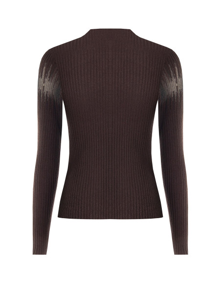 Pull moulant à côtes avec empiècements en tulle « Rinascimento » - ...