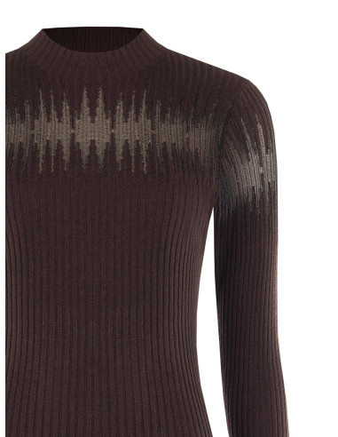 Fitted Ribbed Sweater With Tulle Inserts Rinascimento