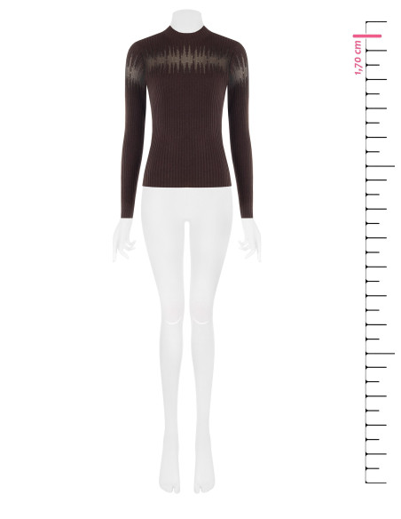 Pull moulant à côtes avec empiècements en tulle « Rinascimento » - ...