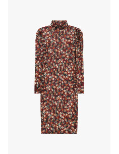 Dixie Floral Dress with High Neck and Long Sleeves