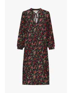 Dixie Floral Dress with V-neck and Long Sleeves