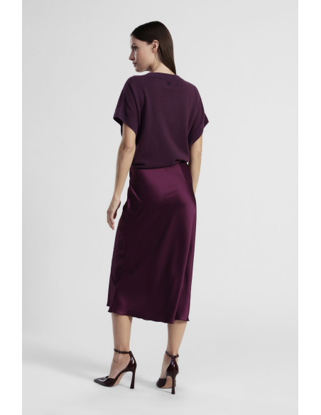 Jupe midi évasée unie, taille moyenne, modèle Dixie