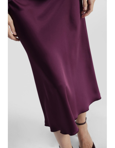Jupe midi évasée unie, taille moyenne, modèle Dixie