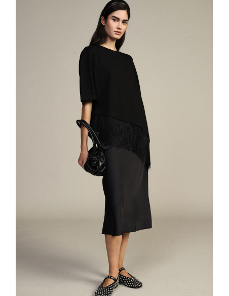 Dixie Plain-Coloured Flared Midi Skirt with Mid-Rise Waist